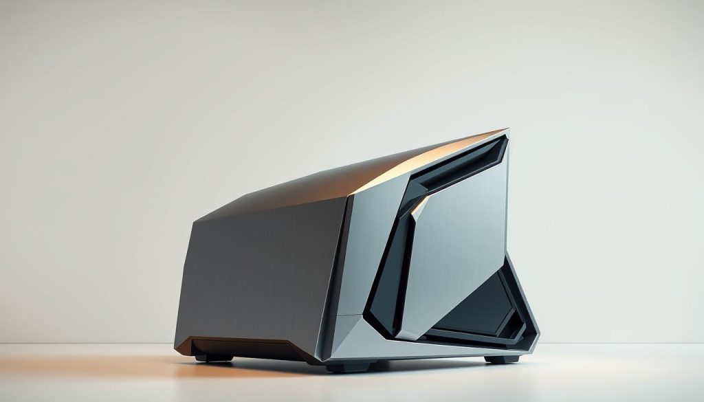 A sleek, futuristic European AI tool named WebSEM, standing tall and imposing against a clean, minimalist backdrop. Precision-engineered with a stylish, brushed metal chassis and sharp, angular lines, it exudes a sense of power and sophistication. The lighting is soft and diffused, creating a warm, high-end ambiance. The camera angle is slightly elevated, giving the viewer a sense of the tool's impressive scale and presence. The overall composition is balanced and harmonious, showcasing the WebSEM's elegant, cutting-edge design and positioning it as a premium, state-of-the-art AI solution.