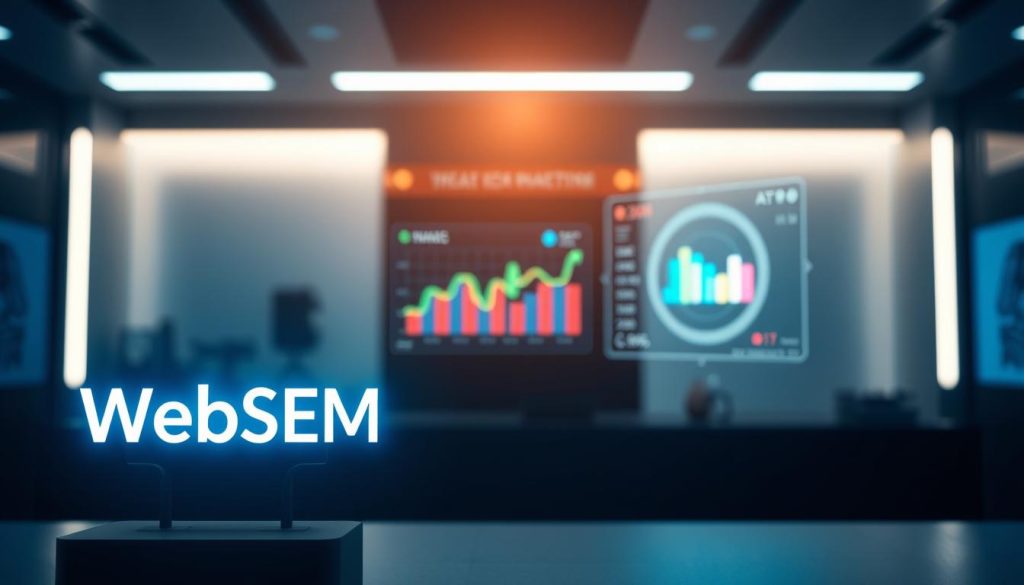A stylish, minimalist digital marketing scene showcasing the power of AI-driven traffic analysis. In the foreground, a WebSEM logo shines against a sleek, modern backdrop. In the middle ground, a holographic display showcases colorful data visualizations, capturing the essence of user behavior insights. The background features a dimly lit, high-tech environment, with subtle lighting accentuating the futuristic ambiance. The overall atmosphere conveys a sense of innovation, efficiency, and the seamless integration of AI-powered marketing strategies. The image should evoke a professional, high-end aesthetic that resonates with the article's subject matter. A stylish, minimalist digital marketing scene showcasing the power of AI-driven traffic analysis. In the foreground, a WebSEM logo shines against a sleek, modern backdrop. In the middle ground, a holographic display showcases colorful data visualizations, capturing the essence of user behavior insights. The background features a dimly lit, high-tech environment, with subtle lighting accentuating the futuristic ambiance. The overall atmosphere conveys a sense of innovation, efficiency, and the seamless integration of AI-powered marketing strategies. The image should evoke a professional, high-end aesthetic that resonates with the article's subject matter.